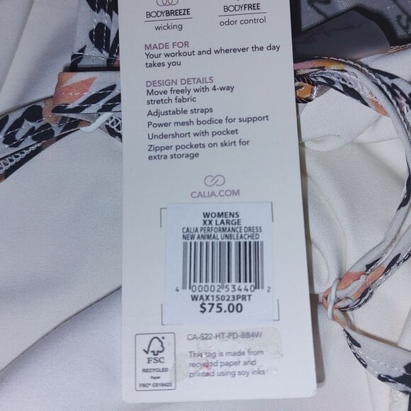 CALIA Performance Dress New Animal Unbleached Sz XXL NWT - Picture 5 of 7